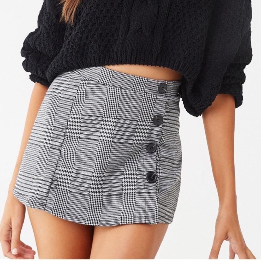 Iris Basic Houndstooth Black White Skort American Style Size Large NWT